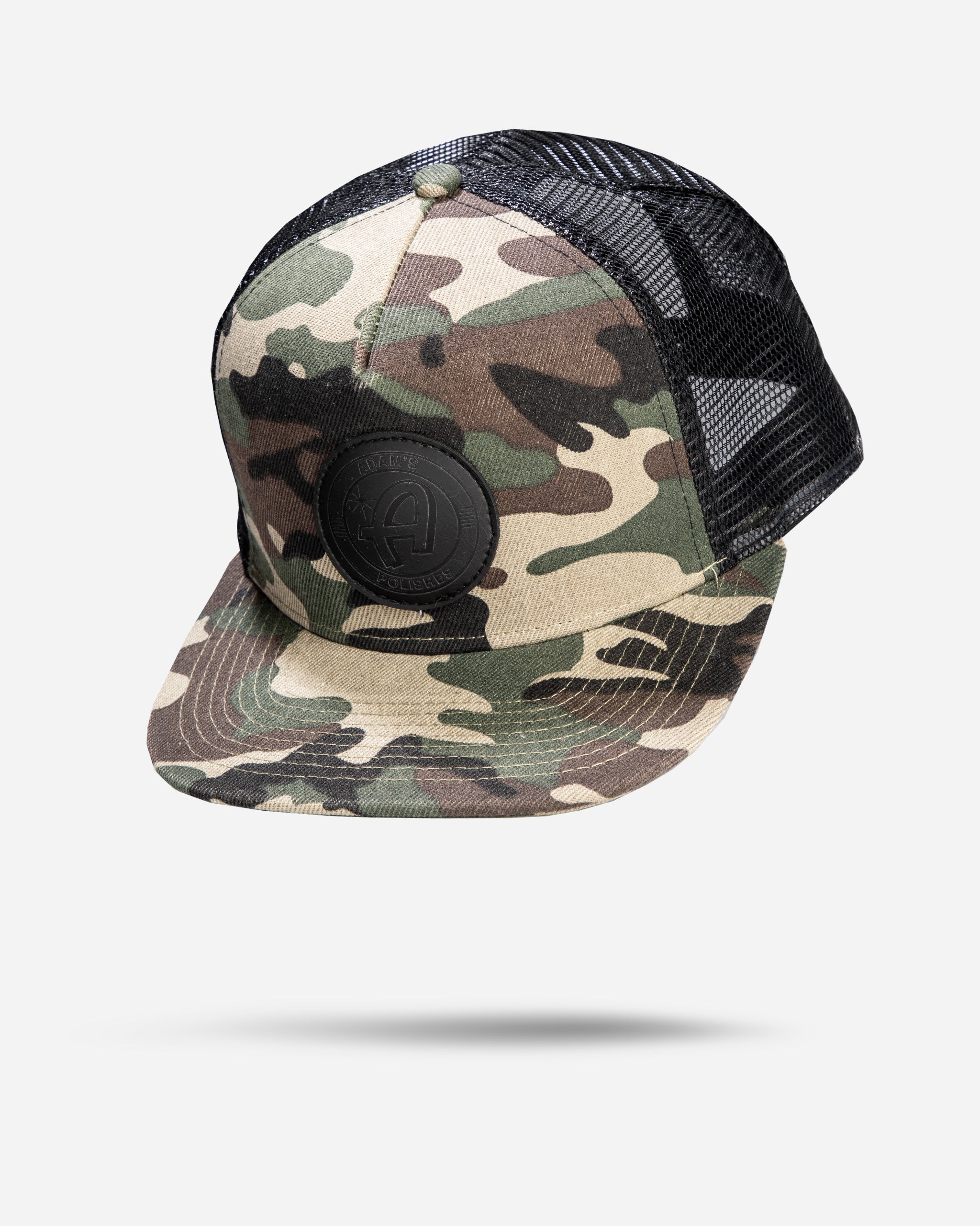 Adam's Camo Trucker Hat - Black Patch